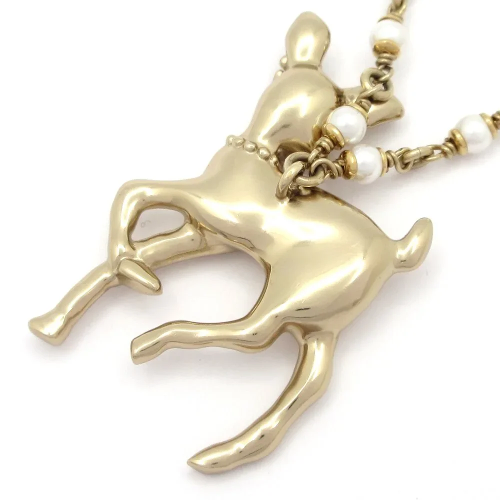 Chanel Necklace Gold Black Hardware Rhinestones